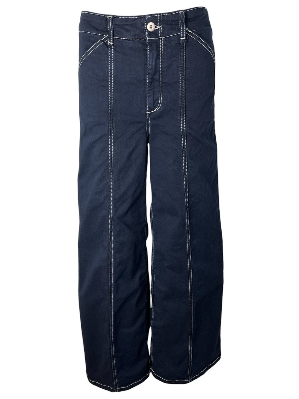 Anthropologie x Maeve Delaney Clean Seamed High Rise Wide Leg Dark Wash Jeans